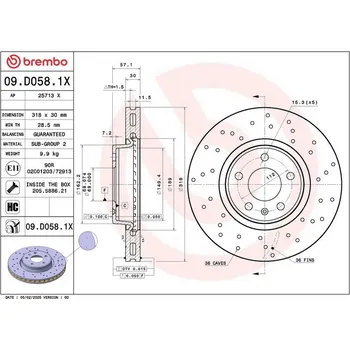 Brzdový kotouč BREMBO 09.D058.1X Brzdový kotouč (09.D058.1X)