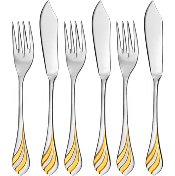 Příbor Toner MELODIE sada příborů na ryby pozlacená 6 dílná