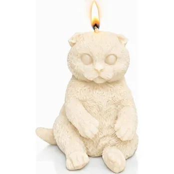 Svíčka Svíčkománie3D Sedící kočka 1 ks Bílá