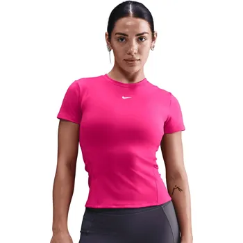 Pánské oblečení Dámské tréninkové triko s krátkým rukávem NIKE-W NK ONE FTTD SS TOP RUSH PINK/WHITE Růžová M