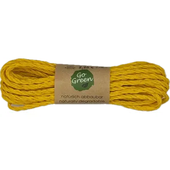 Stuha Dekorační provázek Go Green Cotton Cord – Mustard Yellow sytě žlutý 3mm x 3m (6,-Kč/m) (Dekorační provázek kroucený, materiál bavlna, barva sytě žlutá, pevný, matný)