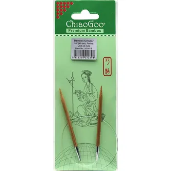 Nástroj na niť a příze ChiaoGoo Otočné 360° Kruhové Bambusové jehlice 40 cm 4mm (ChiaoGoo Bamboo Circulars Patina 16" (40 cm) 4mm)