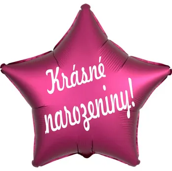 Balónek Fóliový balónek hvězda tmavě růžová Krásné narozeniny! Balonky.cz b85363