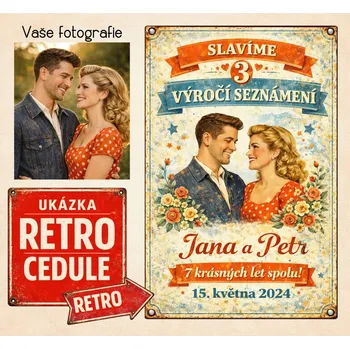 Plechová cedule Retro cedule - Výročí seznámení 2 - Plast / A5 ( 20x15cm)
