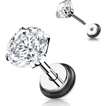 Piercing Šperky4U Piercingová náušnice, čirý zirkon - 1 kus - FP104-07