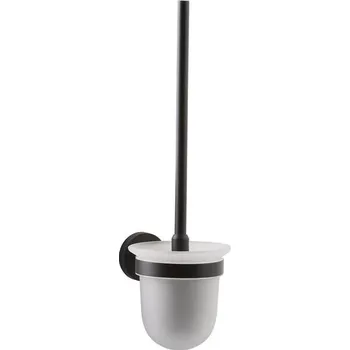WC štětka EBS Urban Round závěsná WC štětka černá mat / sklo (UR371BL)