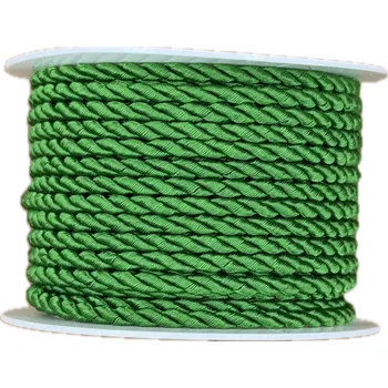 Stuha Provázek kroucený TwistCord Fresh Green zelený 3mm x 4m (6,- Kč/m) (Provázek dekorační, atlasový, barva zelená, kroucený, lesklý)