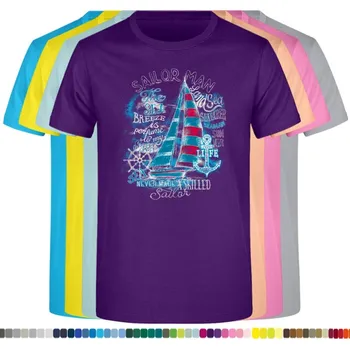 Pánská móda panske-levne-bavlnene-tricko-potisk-plachetnice Barva: Purple - purpurová, velikost: M