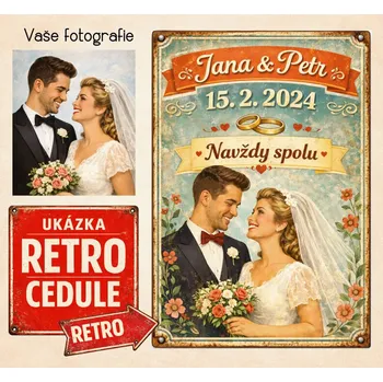 Plechová cedule Retro cedule - Svatba 6 - Plast / A5 ( 20x15cm)