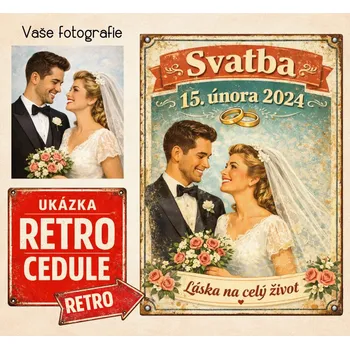 Plechová cedule Retro cedule - Svatba 5 - Plast / A5 ( 20x15cm)