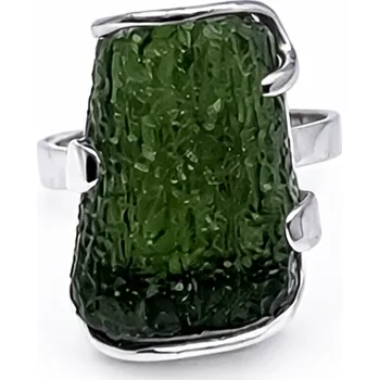 Prsten Stříbrný prsten s neopracovaným vltavínem 4,95 g