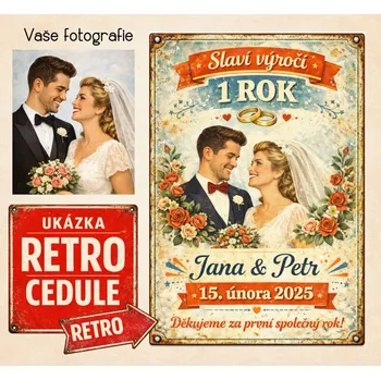 Plechová cedule Retro cedule - Výročí svatby 5 - Plast / A5 ( 20x15cm)