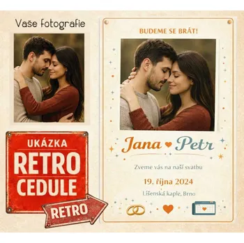 Plechová cedule Retro cedule - Svatba 11 - Plast / A5 ( 20x15cm)