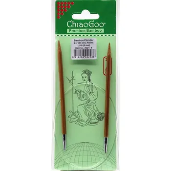 ChiaoGoo Otočné 360° Kruhové Bambusové jehlice 60 cm 5mm (ChiaoGoo Bamboo Circulars Patina 24" (60 cm) 5mm)
