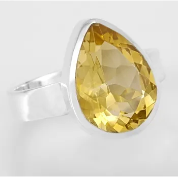 Prsten Stříbrný prsten (Ag 925/1000) s broušeným citrínem QAA, vel. kamene cca 16 x 12 mm (CI9087R)