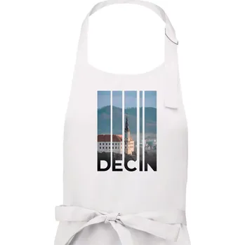 Kuchyňská zástěra Děčín - písmo - Dámská zástěra na vaření - Univerzální velikost ( Bílá )