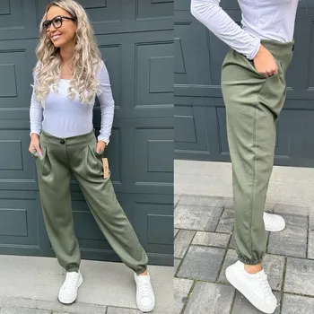 Dámské kalhoty Máslové kalhoty KNOF Barva: Khaki