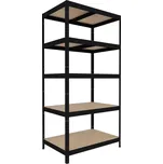 Regál na šanony Biedrax 35 x 90 x 180 cm, černý, 5 polic MDF, nosnost 200 kg na polici