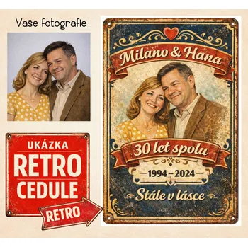 Plechová cedule Retro cedule - Výročí svatby 3 - Plast / A5 ( 20x15cm)