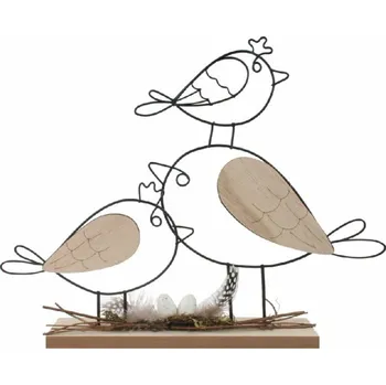 Velikonoční Ptačí rodina z kovu 35 x 26,5 x 5 cm na postavení
