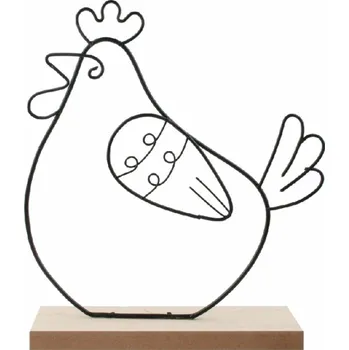 Dekorace Slepice z kovu 12 x 21 x 5 cm na postavení