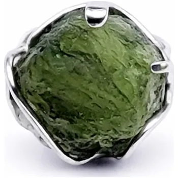 Prsten Stříbrný prsten s vltavínem 1,8 cm x 1,8 cm