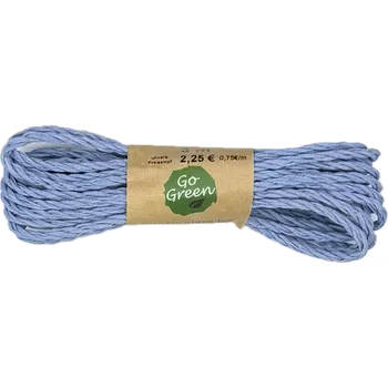Stuha Dekorační provázek Go Green Cotton Cord – Dusty Blue světle modrý 3mm x 3m (6,-Kč/m) (Dekorační provázek kroucený, materiál bavlna, barva světle modrá, pevný, matný)