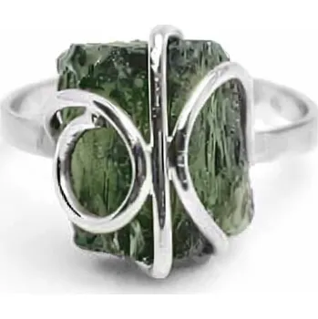 Prsten Stříbrný prsten s neopracovaným vltavínem 4,020gr. 2000075900005