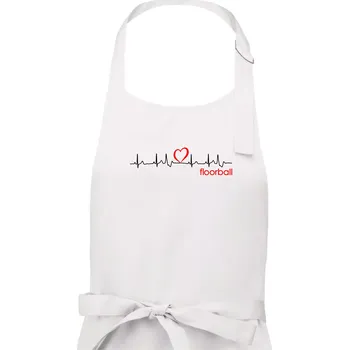 Kuchyňská zástěra Moje srdce bije pro floorball - Dámská zástěra na vaření - Univerzální velikost ( Bílá )