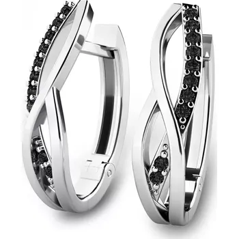 Náušnice Náušnice z bílého zlata 585/1000, přírodní černé diamanty 0.140ct, 10987-B-Black