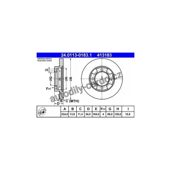 Brzdový kotouč Brzdový kotouč ATE 24.0113-0183 (AT 413183) - MITSUBISHI