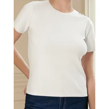 Dámské tričko Sinsay - Tričko s krátkým rukávem - krémová - 521EU-01X - 521EU-01X-XS