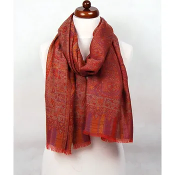 Šála Kašmírská vlněná pašmína Khani Jamavar exclusive červená