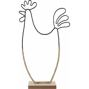 Dekorace Kohout z kovu 18 x 31,5 x 5 cm na postavení