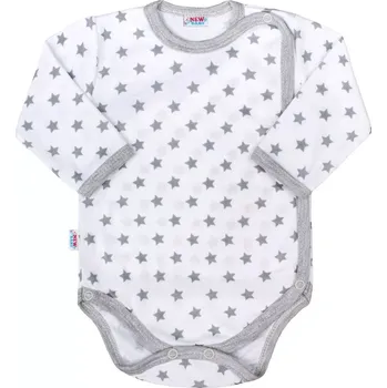 Kojenecké oblečení Dojčenské celorozepínací body NEW BABY Classic II šedé s hvězdičkami