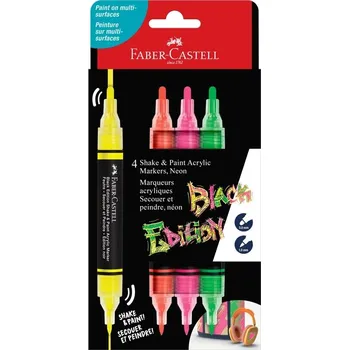 FABER-CASTELL akrylové Shake & Paint, 4ks neonové