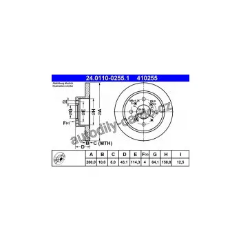 Brzdový kotouč Brzdový kotouč ATE 24.0110-0255 (AT 410255) - ROVER