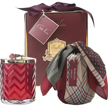 Svíčka Côte Noire - Herringbone svíčka Red & Gold s šátkem, Rose Oud