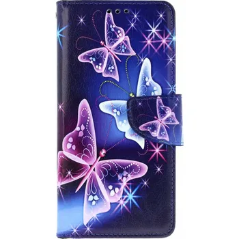 Pouzdro na mobilní telefon Pouzdro Motorola Moto G86 5G knížkové Modré s motýlky (kryt neboli obal na Motorola Moto G86 5G)
