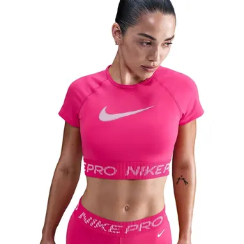 Pánská móda Dámské tréninkové triko s krátkým rukávem NIKE PRO-W NP DF SS TOP TT GRX RUSH PINK/PINK FOAM/WHITE Růžová S