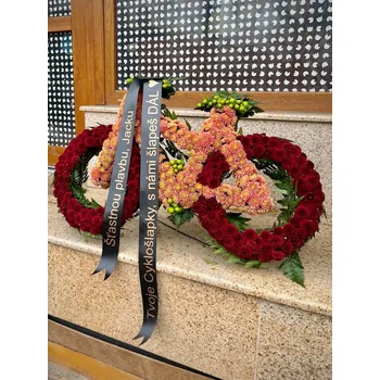 Smuteční dekorace Smuteční jízdní kolo zeleno-bílá varianta - rozvoz Praha