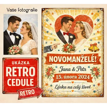 Plechová cedule Retro cedule - Svatba 7 - Plast / A5 ( 20x15cm)