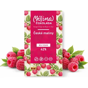Čokoláda Bílá veganská malinová čokoláda 42% 50g