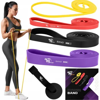 SADA 4 POSILOVACÍCH GUM POWER BAND + DRŽÁK | ODOLNOST 2-36 kg
