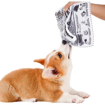 Hračka pro psa Plastové noviny pro psy 25 x 18 cm Černobílá zvuková hračka se šustivým efektem