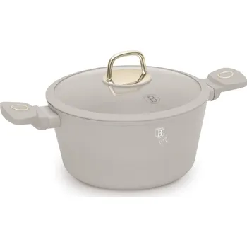 Hrnec BerlingerHaus Kastrol s titanovým povrchem a poklicí Sahara 24 cm, krémová