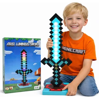 Lampička Noční lampa Minecraft pro děti Meč LED RGB 7 barev 35 cm pixely