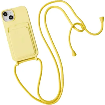 Pouzdro na mobilní telefon Silikonové pouzdro Crossbody se šňůrkou pro iPhone 17 Pro Max Přihrádka na kartu Ochranný obal proti pádu Pohodlné nošení žlutá