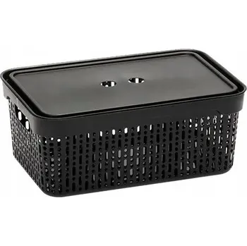 Úložný box ÚLOŽNÝ BOX KOŠÍK ORGANIZÉR S VÍKEM MORSETTA ČERNÝ 29,5×20.5×12cm L