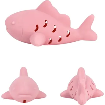 Hračka pro kočku Interaktivní hračka pro kočky 12 x 7,7 x 5,6 cm Silikonová hračka ve tvaru ryby na pamlsky Mentální stimulace a hra růžová